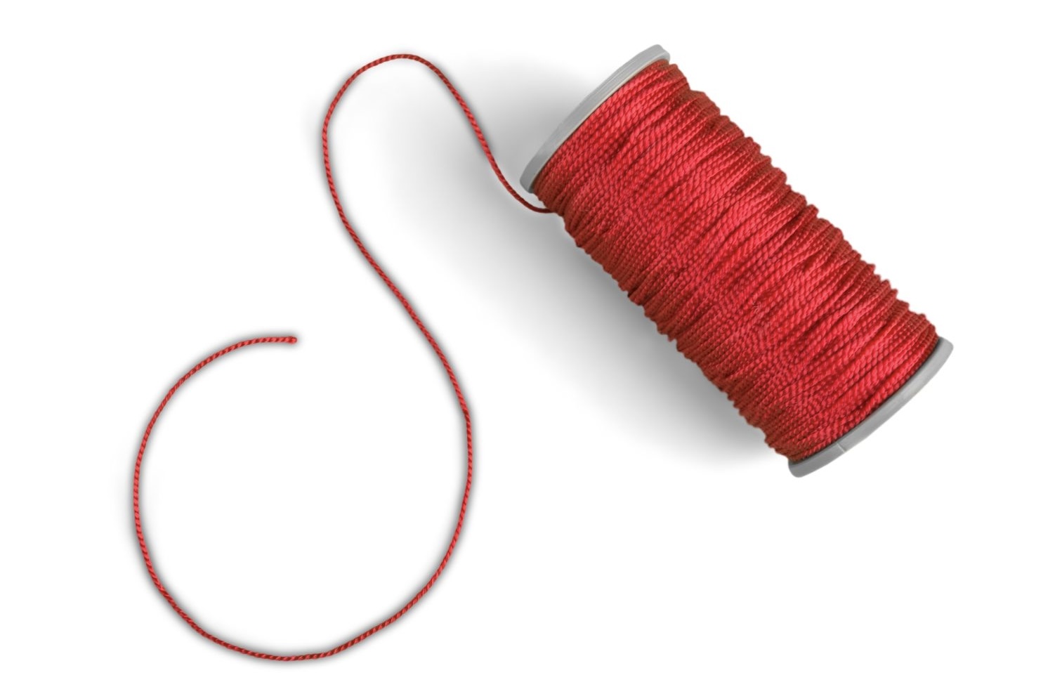 image shows a spool of red thread