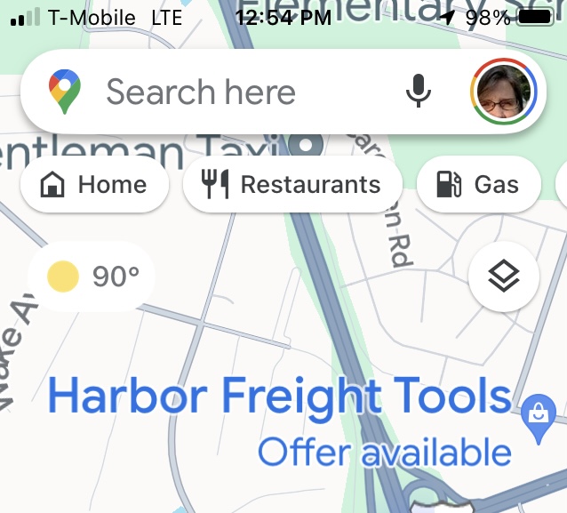 Screenshot of a Richmond, VA Google map image showing that Harbor Freight Tools has an offer available